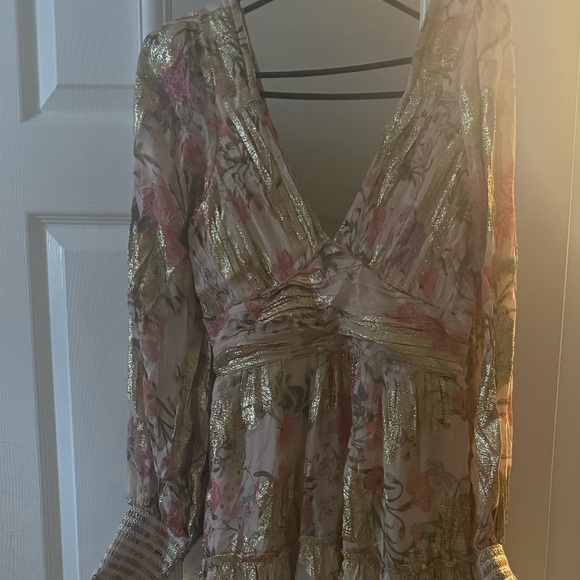 HEMANT & NANDITA Pink and Gold Floral Dress - Picture 6 of 16